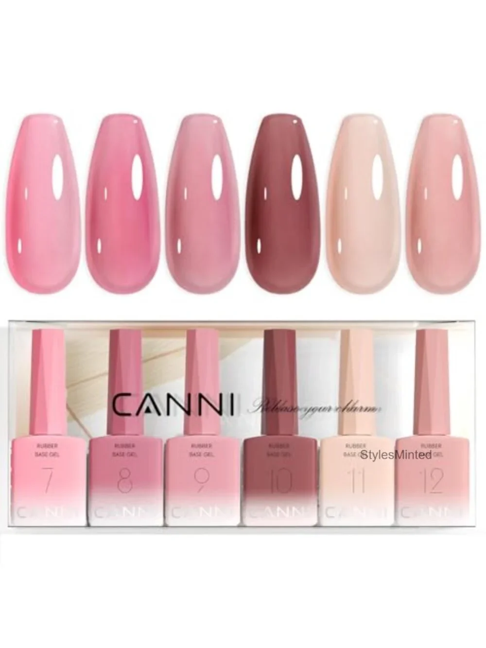 Rubber Base Gel Nail Polish Set - 6 Bottles, 9ml Each, Soak Off LED DIY